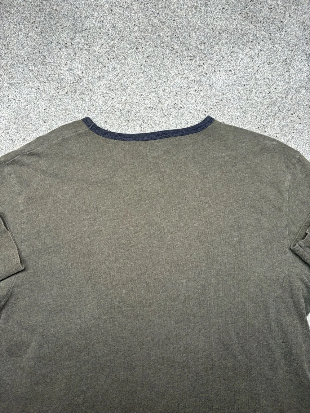 Vintage J. Crew Olive V-Neck Sweater with Navy trim Large